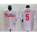 Men's Philadelphia Phillies #5 Bryson Stott White Pinstripe Stitched Cool Base Jersey