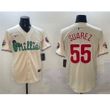 Men's Philadelphia Phillies #55 Ranger Suárez Cream Phanatic Limited Stitched Jersey