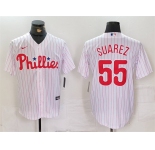 Men's Philadelphia Phillies #55 Ranger Suárez White Cool Base Stitched Jersey