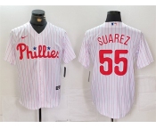 Men's Philadelphia Phillies #55 Ranger Suárez White Cool Base Stitched Jersey
