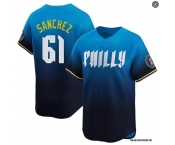 Mens Philadelphia Phillies #61 Cristopher Sanchez Nike Blue City Connect Limited Jersey