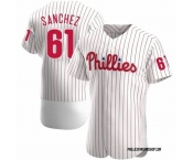 Men's Philadelphia Phillies #61 Cristopher Sanchez White Flex Base Stitched Baseball Jersey