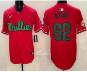 Men's Philadelphia Phillies #62 Jason Kelce Red Limited Stitched Jersey