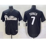 Men's Philadelphia Phillies #7 Trea Turner Black Lights Out Limited Stitched Baseball Jersey