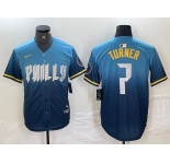 Men's Philadelphia Phillies #7 Trea Turner Blue 2024 City Connect Limited Stitched Jersey