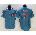 Men's Philadelphia Phillies #7 Trea Turner Blue Cool Base Nike Jersey