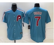 Men's Philadelphia Phillies #7 Trea Turner Blue Cool Base Nike Jersey