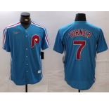 Men's Philadelphia Phillies #7 Trea Turner Blue Cooperstown Throwback Cool Base Nike Jersey