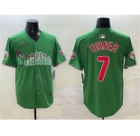 Men's Philadelphia Phillies #7 Trea Turner Green Phanatic Limited Stitched Jersey