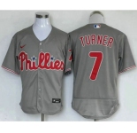 Men's Philadelphia Phillies #7 Trea Turner Grey Stitched MLB Flex Base Nike Jersey