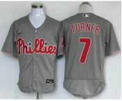 Men's Philadelphia Phillies #7 Trea Turner Grey Stitched MLB Flex Base Nike Jersey