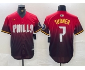 Men's Philadelphia Phillies #7 Trea Turner Red 2024 City Cool Base Jersey