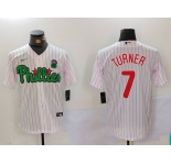 Men's Philadelphia Phillies #7 Trea Turner White Green Cool Base Stitched Jersey