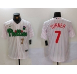 Men's Philadelphia Phillies #7 Trea Turner White Green Cool Base Stitched Jerseys