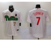 Men's Philadelphia Phillies #7 Trea Turner White Green Cool Base Stitched Jerseys