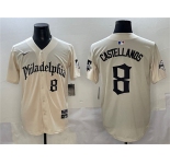 Men's Philadelphia Phillies #8 Nick Castellanos Cream Gothic Vapor Limited Stitched Jersey