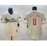 Men's Philadelphia Phillies #8 Nick Castellanos Cream Phanatic Limited Stitched Jersey