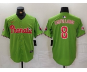Men's Philadelphia Phillies #8 Nick Castellanos Green With Patch Stitched Cool Base Nike Jersey