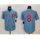 Men's Philadelphia Phillies #8 Nick Castellanos Number Light Blue Cooperstown Cool Base Jersey