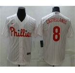 Men's Philadelphia Phillies #8 Nick Castellanos White Stitched MLB Cool Base Nike Jersey