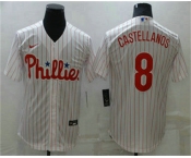 Men's Philadelphia Phillies #8 Nick Castellanos White Stitched MLB Cool Base Nike Jersey