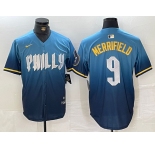 Men's Philadelphia Phillies #9 Whit Merrifield Blue 2024 City Connect Limited Stitched Jersey