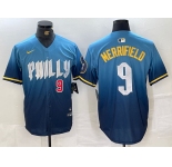 Men's Philadelphia Phillies #9 Whit Merrifield Blue 2024 City Connect Limited Stitched Jerseys