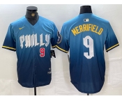 Men's Philadelphia Phillies #9 Whit Merrifield Blue 2024 City Connect Limited Stitched Jerseys