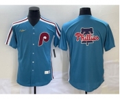 Men's Philadelphia Phillies Big Logo Blue Cooperstown Throwback Cool Base Nike Jersey