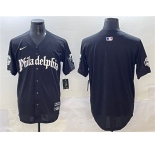 Men's Philadelphia Phillies Blank Black GOTHIC Vapor Limited Stitched Jersey