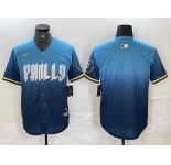 Men's Philadelphia Phillies Blank Blue 2024 City Connect Limited Stitched Jersey