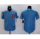 Men's Philadelphia Phillies Blank Blue Cool Base Stitched Jersey