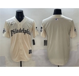 Men's Philadelphia Phillies Blank Cream Gothic Vapor Limited Stitched Jersey