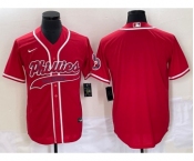 Men's Philadelphia Phillies Blank Red Cool Base Stitched Baseball Jersey