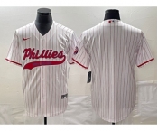 Men's Philadelphia Phillies Blank White Pinstripe Cool Base Stitched Baseball Jersey
