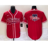 Men's Philadelphia Phillies Red Team Big Logo Cool Base Stitched Baseball Jersey