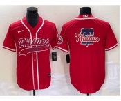 Men's Philadelphia Phillies Red Team Big Logo Cool Base Stitched Baseball Jersey