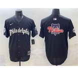 Men's Philadelphia Phillies Team Big Logo Black GOTHIC Vapor Limited Stitched Jersey