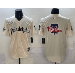 Men's Philadelphia Phillies Team Big Logo Cream Gothic Vapor Limited Stitched Jersey