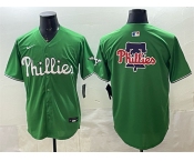 Men's Philadelphia Phillies Team Big Logo Green Limited Stitched Jersey
