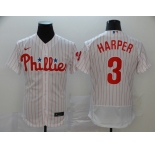 Nike Men's Philadelphia Phillies #3 Bryce Harper White Home Flex Base Authentic Collection Baseball Jersey