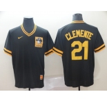 Men's Nike Pittsburgh Pirates #21 Roberto Clemente Black M&N MLB Jersey