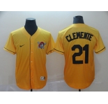 Men's Nike Pittsburgh Pirates #21 Roberto Clemente Gold Drift Fashion MLB Jersey