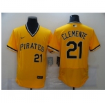 Men's Nike Pittsburgh Pirates #21 Roberto Clemente Gold MLB Jersey