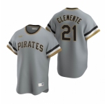 Men's Nike Pittsburgh Pirates #21 Roberto Clemente Gray Cooperstown Collection Road Stitched Baseball Jersey