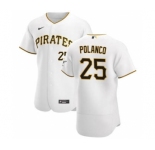 Men's Nike Pittsburgh Pirates #25 Gregory Polanco White Home 2020 Authentic Player Baseball Jersey