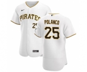 Men's Nike Pittsburgh Pirates #25 Gregory Polanco White Home 2020 Authentic Player Baseball Jersey