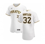 Men's Nike Pittsburgh Pirates #32 Geoff Hartlieb White Home 2020 Authentic Player Baseball Jersey