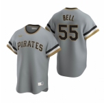 Men's Nike Pittsburgh Pirates #55 Josh Bell Gray Cooperstown Collection Road Stitched Baseball Jersey