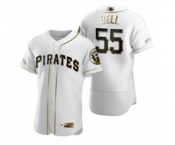Men's Nike Pittsburgh Pirates #55 Josh Bell White 2020 Authentic Golden Edition Baseball Jersey